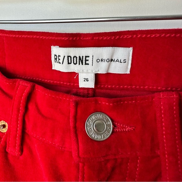 Re/Done Originals Revolve Red Velvet Crop Kick Flare Pants - Picture 7 of 8